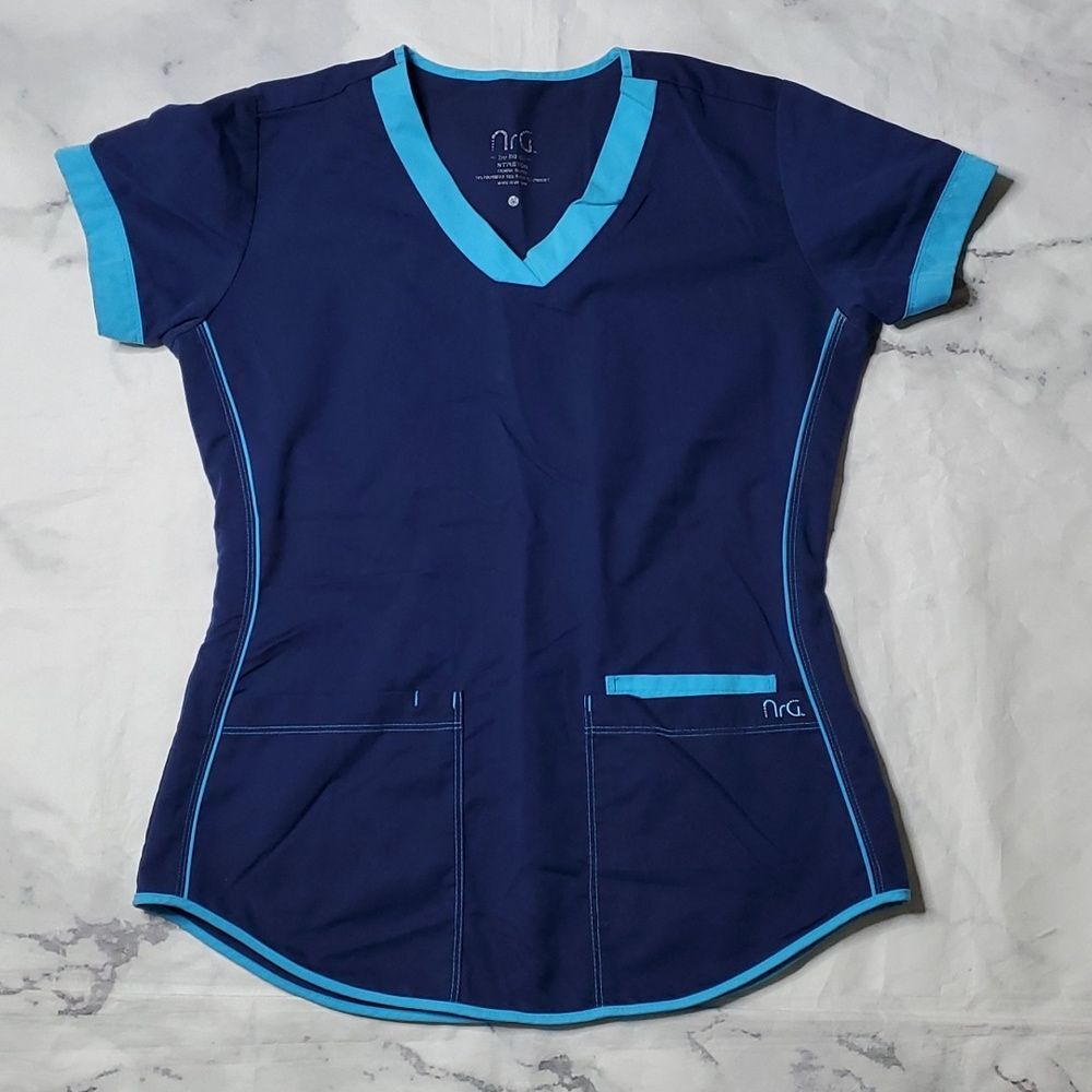 NrG by Barco Stretch Blue Scrub Top